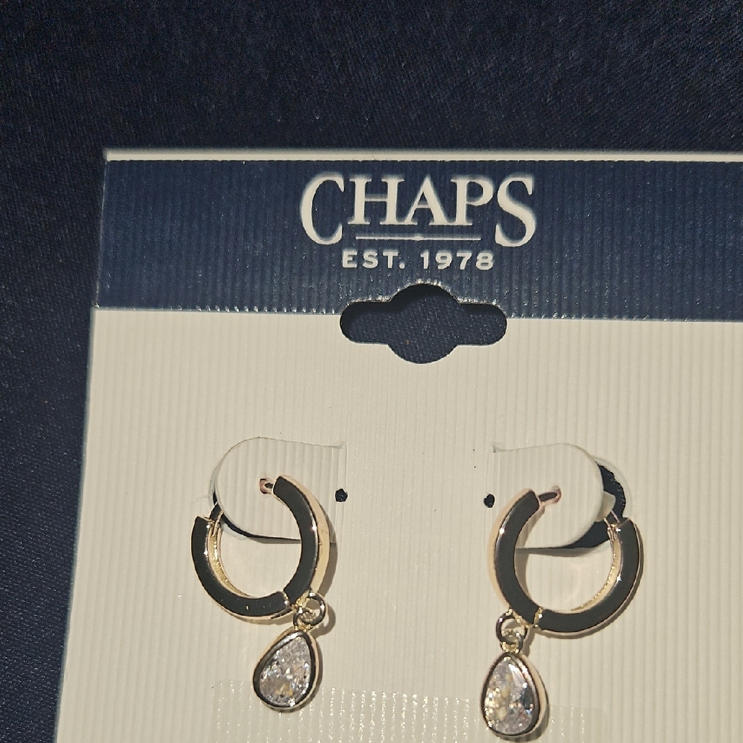Chaps Gold And White Earrings With Hoop Design And Dangle Elements 10$